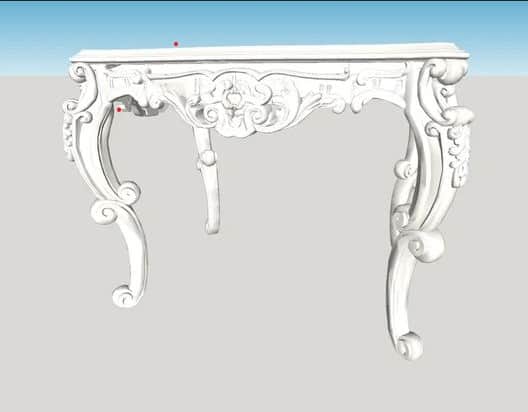 An ornate console table featuring extensive Baroque and Rococo-inspired carvings, presented in a mon… — 3D model