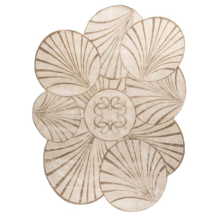 A rug with a repeating abstract floral pattern. The pattern consists of circular shapes that resembl… — 3D model