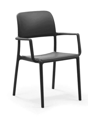 A modern black armchair with a minimalist design, constructed from a single mold of plastic or polyp… — 3D model