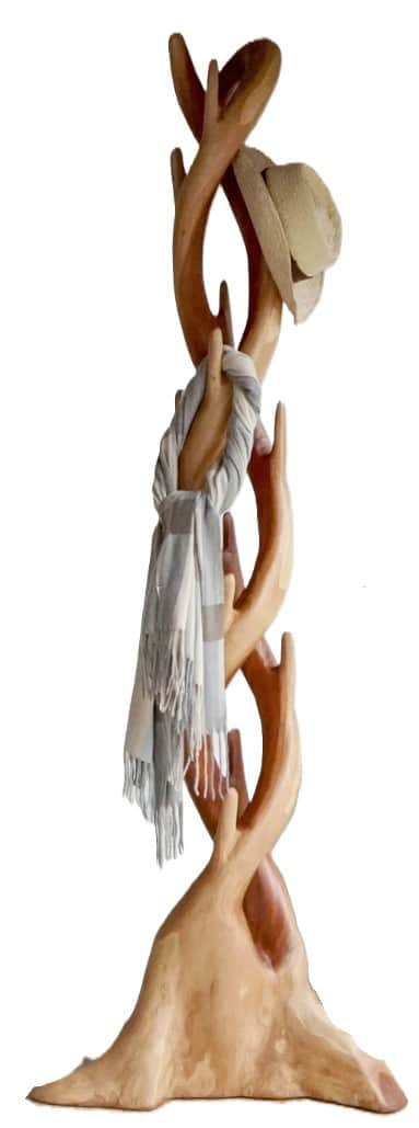 A free-standing coat rack with a natural, organic design. It is constructed from wood and mimics the… — free OBJ 3D model