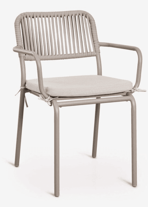 A contemporary armchair featuring a powder-coated metal frame with integrated armrests and a distinc… — 3D model