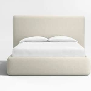 A contemporary platform bed featuring a generously upholstered headboard and frame, characterized by… — 3D model