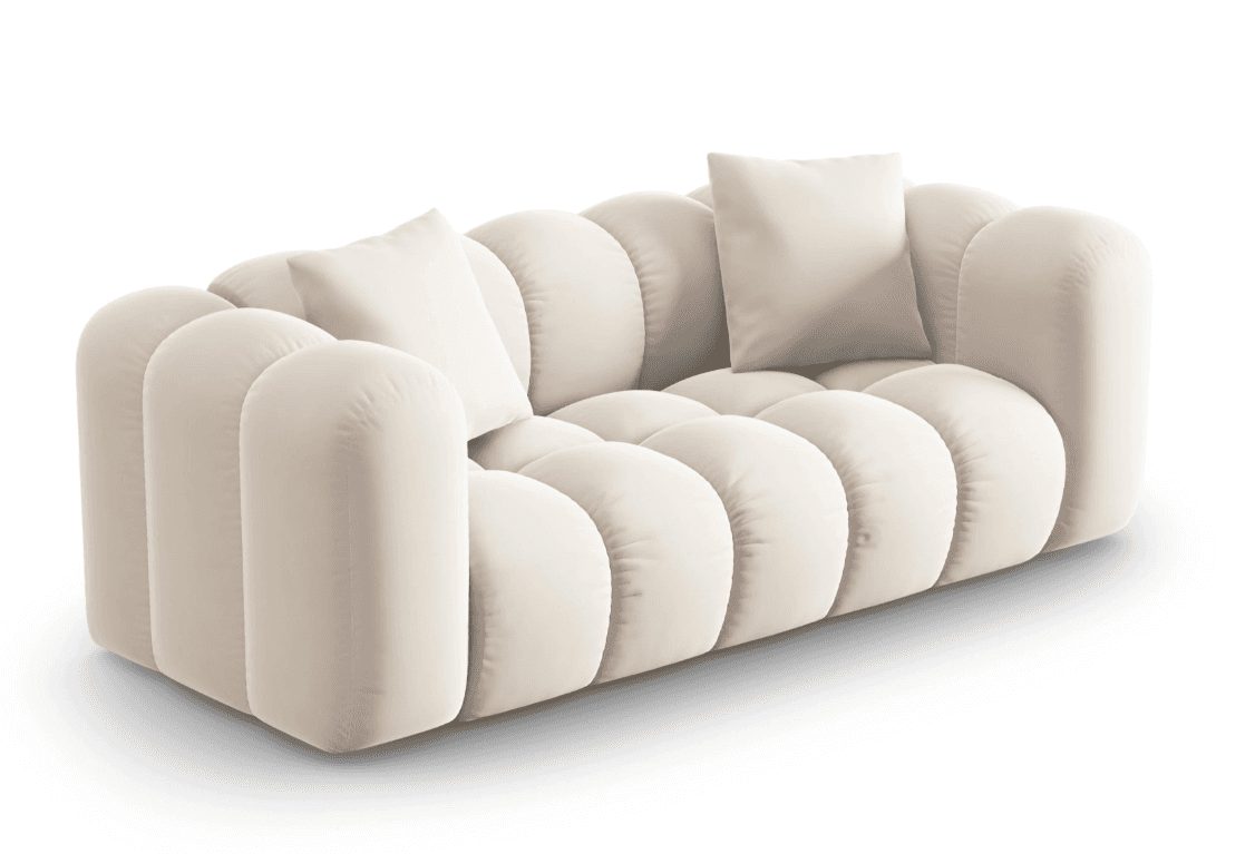 A contemporary sofa featuring a distinctive rounded, 'bubble' or modular design, upholstered in a li… — 3D model