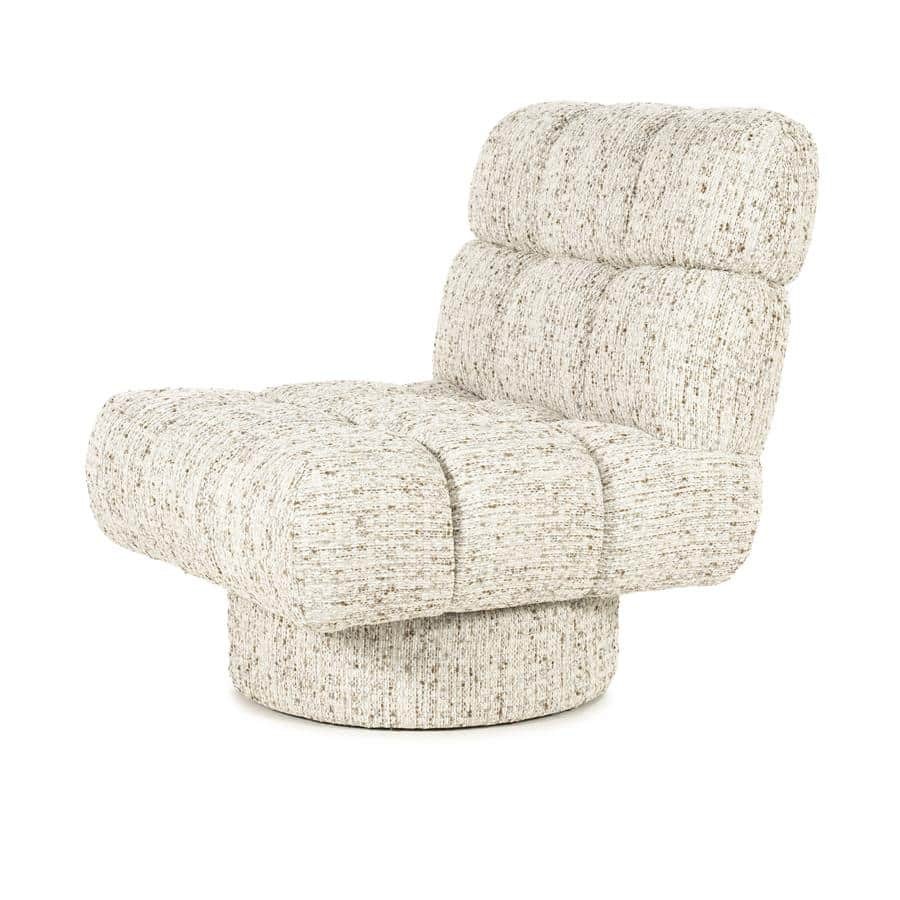 A cream-colored armchair with a plush, channel-tufted design. The chair features a low back and a wi… — free GLTF 3D model