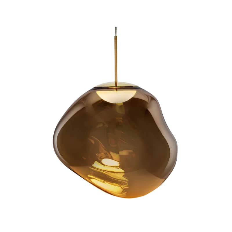 A pendant light with an amorphous, fluid-like blown glass shade in a translucent amber hue. The shad… — free FBX 3D model