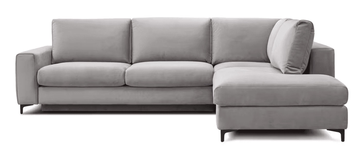 A contemporary L-shaped sectional sofa with a right-facing chaise lounge, upholstered in a light gra… — free SKP 3D model
