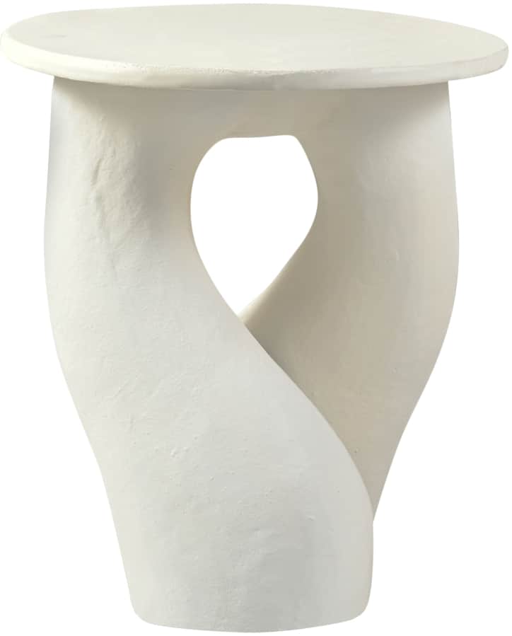 A small, off-white side table with a highly sculptural and organic design. The base features two int… — free STL 3D model
