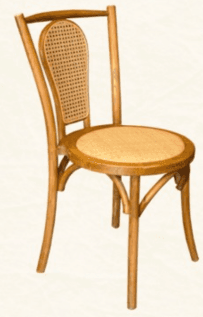 A classic light brown bentwood chair with a rounded backrest and circular seat, both featuring woven… — 3D model