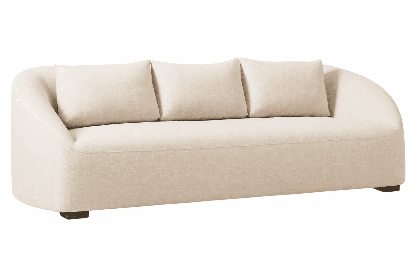 A contemporary three-seater sofa featuring a clean, minimalist design with softly rounded, integrate… — 3D model