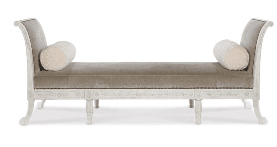 A chaise lounge with a curved backrest and armrests that transition into the back. It features a lon… — 3D model