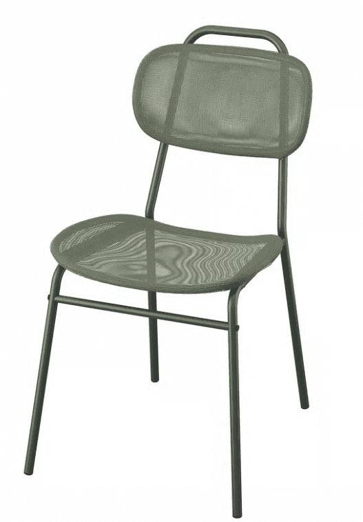 An armless contemporary dining chair featuring a dark green finish. The chair has a tubular metal fr… — 3D model