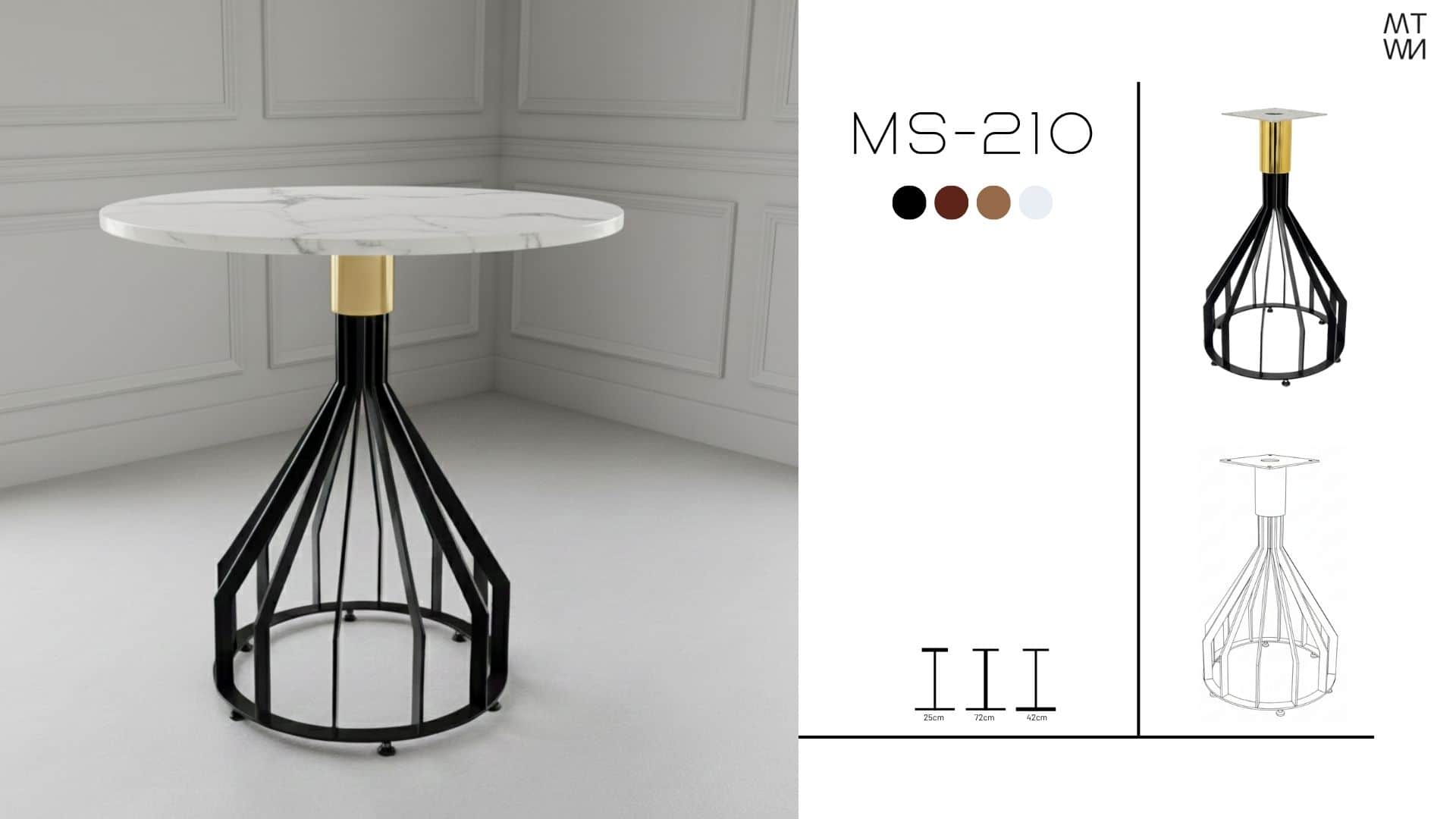 A contemporary round accent table featuring a white marble top with prominent grey veining, supporte… — free STL 3D model