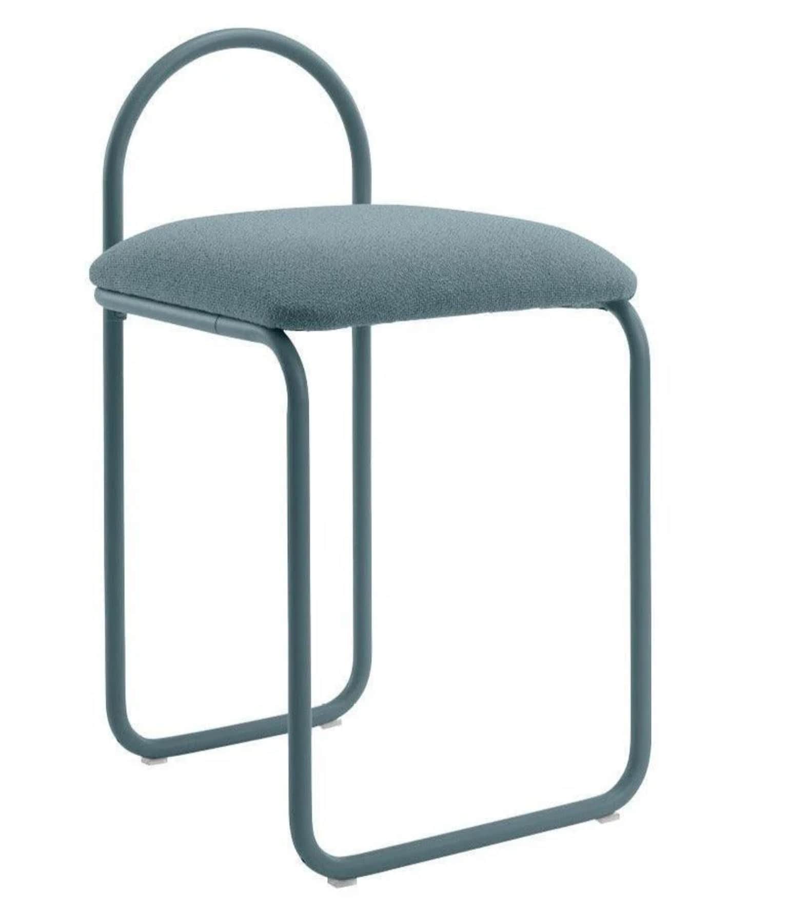 A modern stool with a tubular metal frame and a cushioned seat. The frame is U-shaped, with two vert… — 3D model