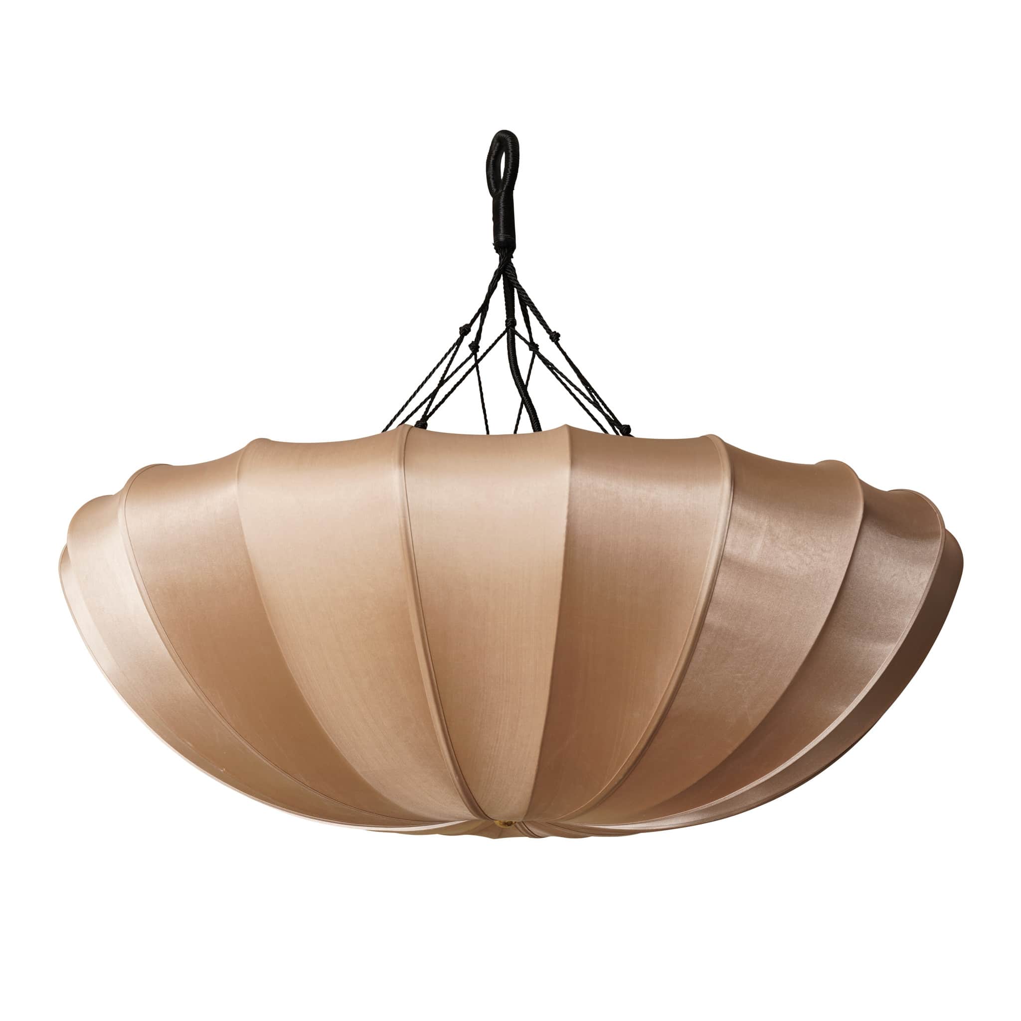 A pleated, bell-shaped chandelier with a fabric shade. The shade is constructed from multiple panels… — 3D model