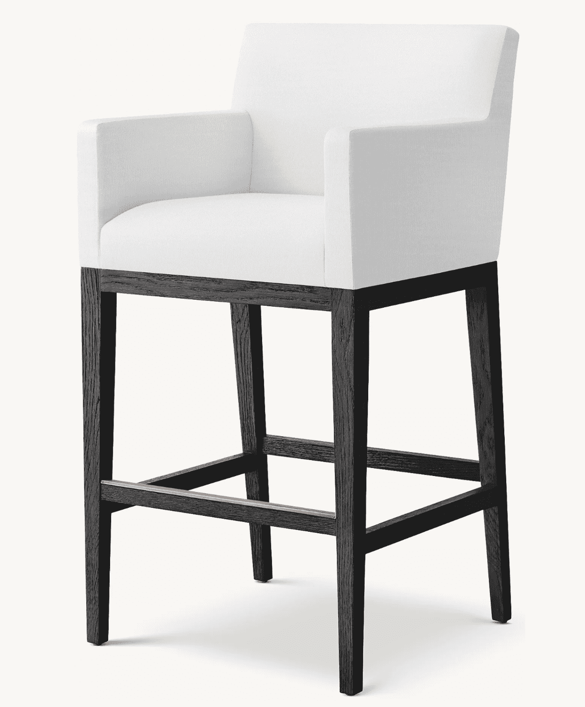 A contemporary bar stool featuring a fully upholstered seat and back with integrated armrests, suppo… — free SKP 3D model