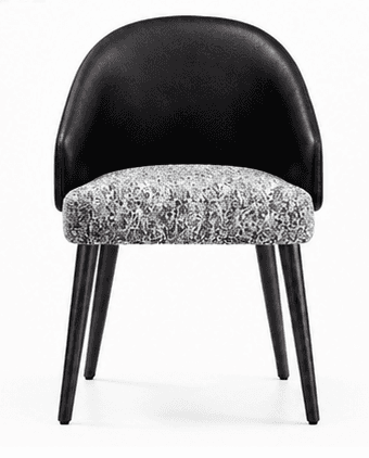 A contemporary upholstered armchair featuring a black, smoothly curved backrest and integrated armre… — 3D model