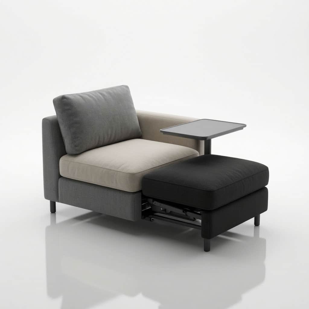 A contemporary armchair featuring a multi-tone upholstered design with integrated functional element… — free OBJ 3D model
