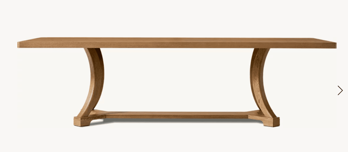 A contemporary dining table made from light-toned wood, likely oak, featuring a rectangular tabletop… — 3D model