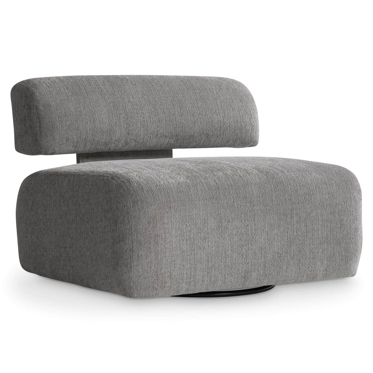 An armless, upholstered lounge chair with a low-profile, blocky silhouette and a hidden swivel base.… — 3D model