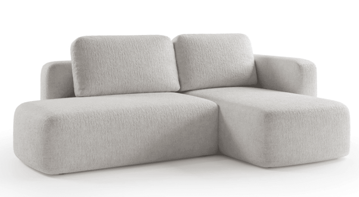 A contemporary modular sectional sofa in a light, neutral color, upholstered in a textured fabric, f… — 3D model