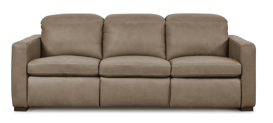 A three-seater sofa with a neutral taupe upholstery, featuring plush, overstuffed cushions on the ba… — 3D model