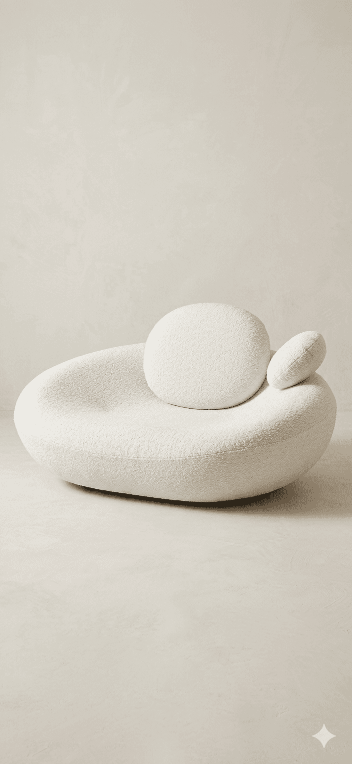A contemporary, organic-shaped sofa with a low profile. It features a rounded, asymmetrical form wit… — 3D model