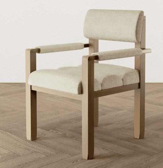 A contemporary armchair featuring a light-toned wooden frame with upholstered seat, backrest, and ar… — 3D model