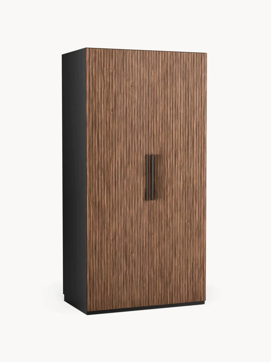 A tall, rectangular cabinet with two doors. The doors feature a prominent vertical ribbed texture, r… — 3D model