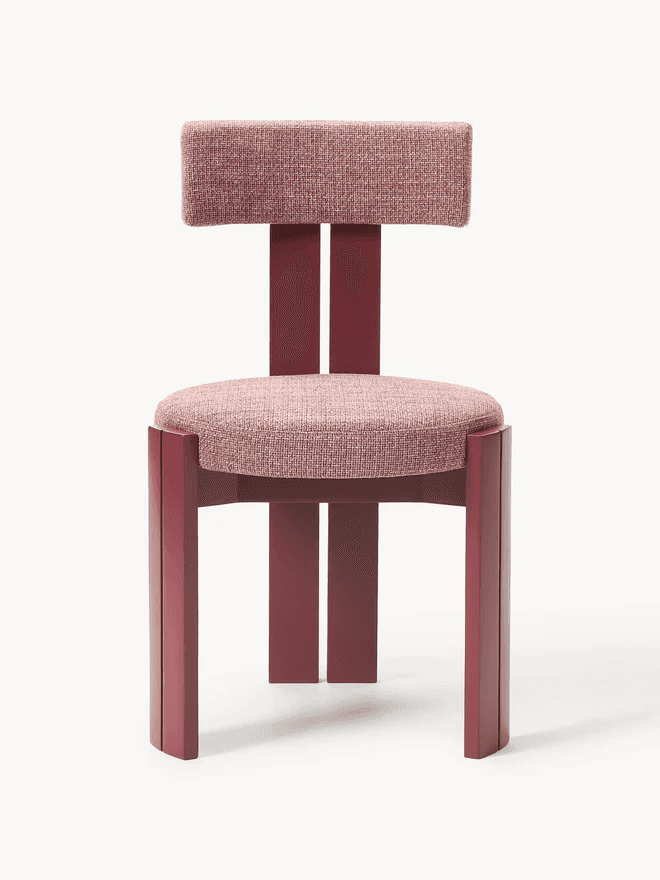 A contemporary dining chair with a distinct geometric design. The chair features a rectangular, upho… — free FBX 3D model