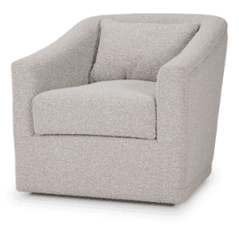 A swivel armchair with a rounded silhouette and a textured upholstery. It features a plush seat cush… — 3D model