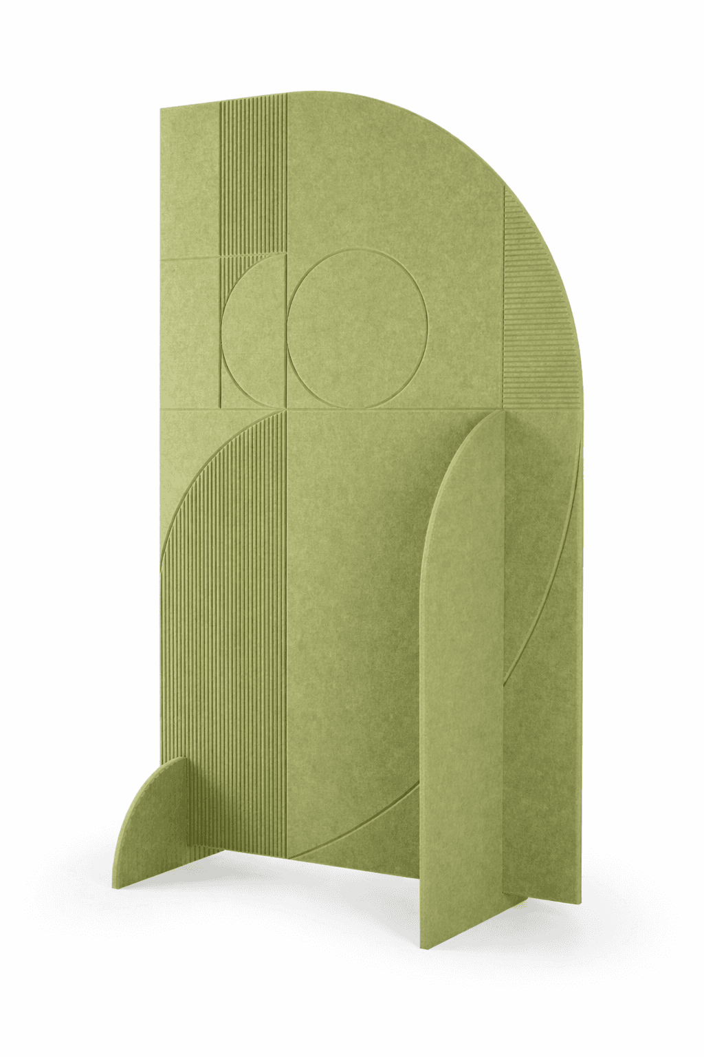 A decorative room divider with a geometric design. It features a combination of vertical fluting, ci… — free BLEND 3D model