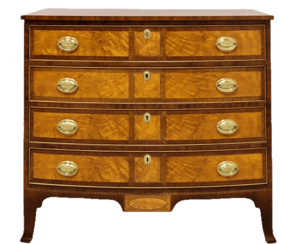 A traditional Georgian-style chest of drawers featuring a serpentine front. It has four graduated dr… — 3D model