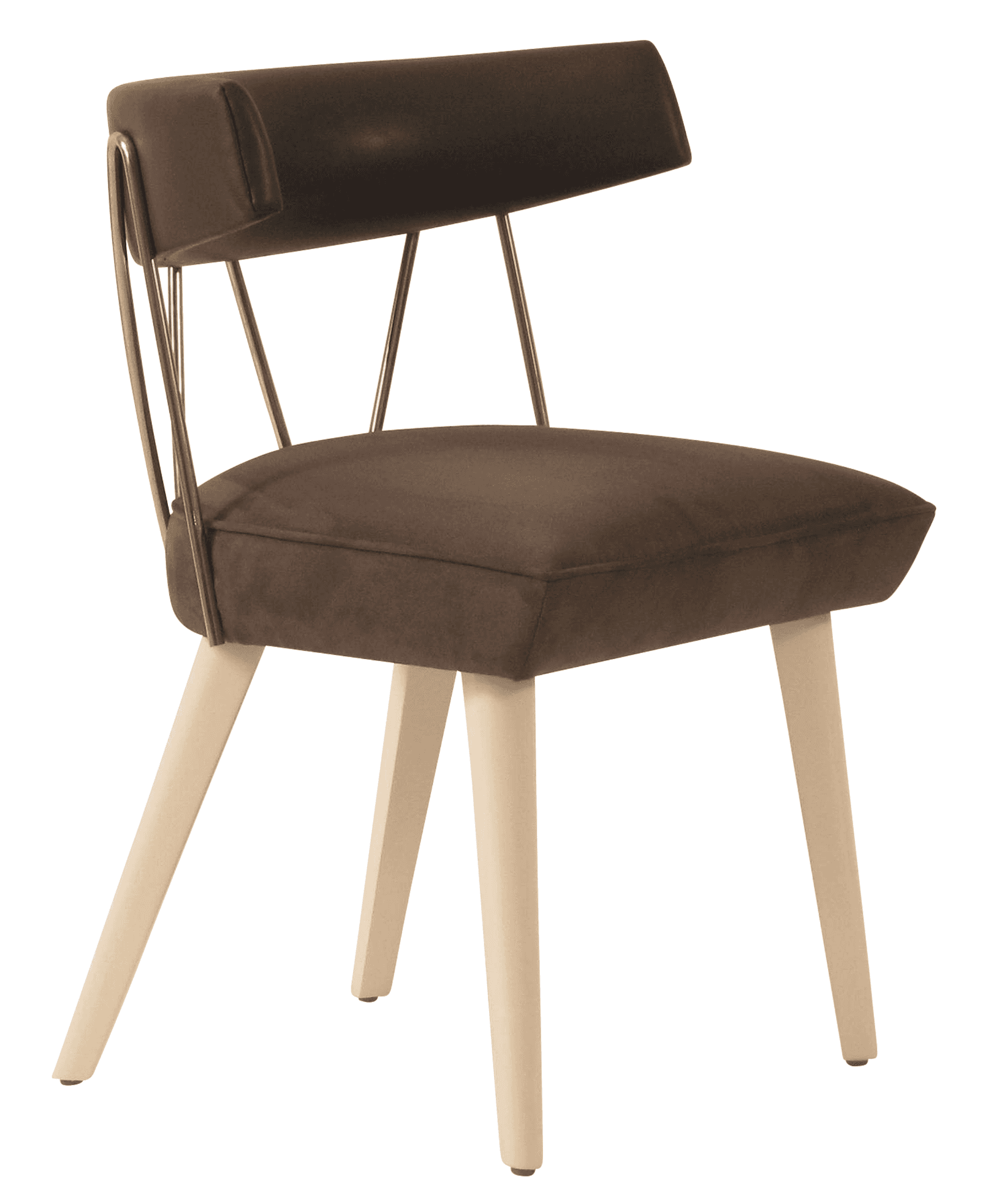 An armless modern dining chair featuring a dark gray upholstered seat and backrest. The backrest is… — 3D model