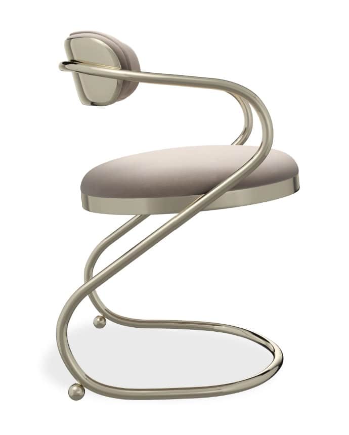 A contemporary accent chair featuring a sinuous tubular metal frame and upholstered round seat and b… — free OBJ 3D model