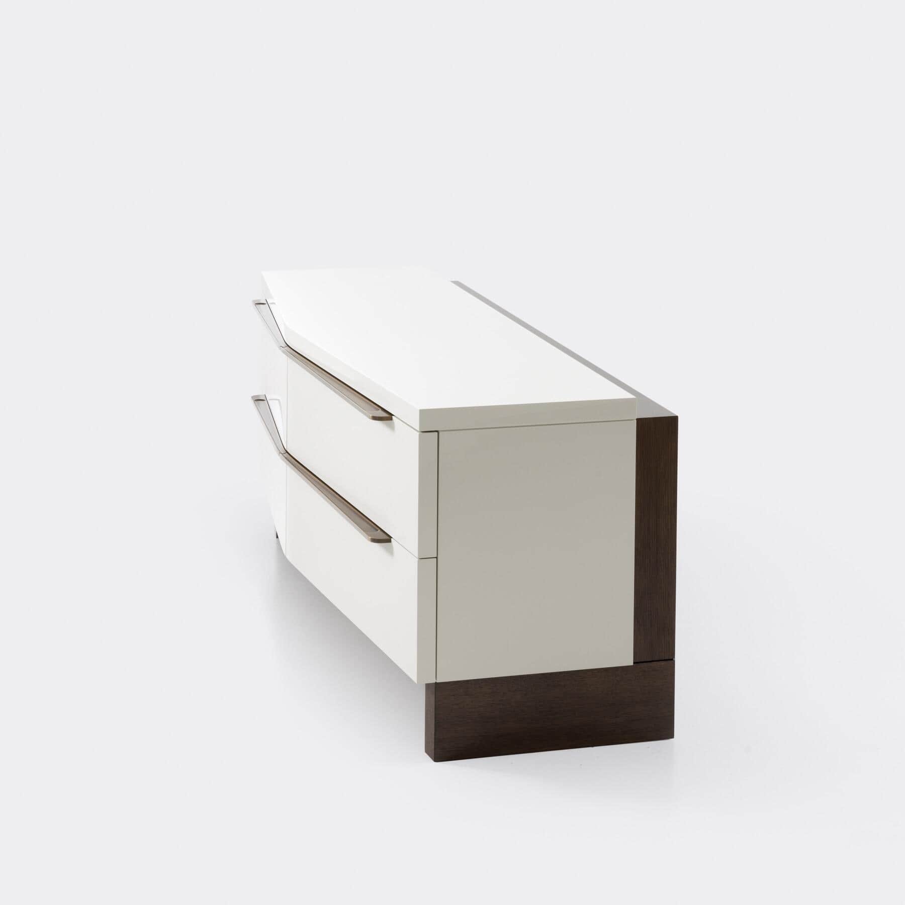 A sleek, modern credenza featuring a two-tone finish. It comprises two drawers with contemporary bar… — 3D model