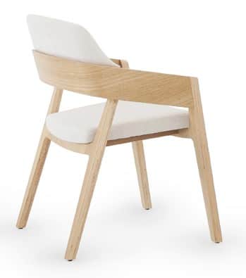 A contemporary wood-framed armchair with an upholstered seat and backrest, featuring clean lines and… — 3D model