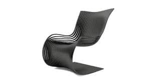 A modern, sculptural accent chair with a fluid, wave-like design. The chair is constructed from mult… — 3D model
