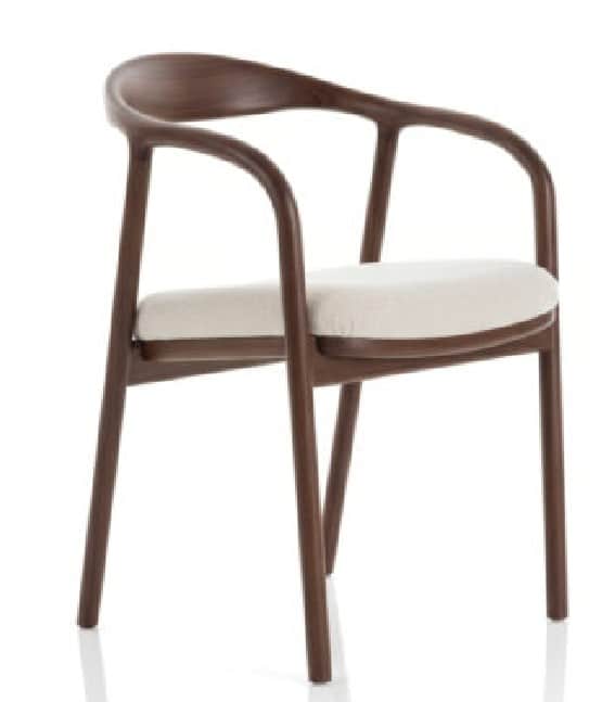 A modern dark wood armchair featuring a continuous curved backrest and armrests, supported by a stur… — 3D model