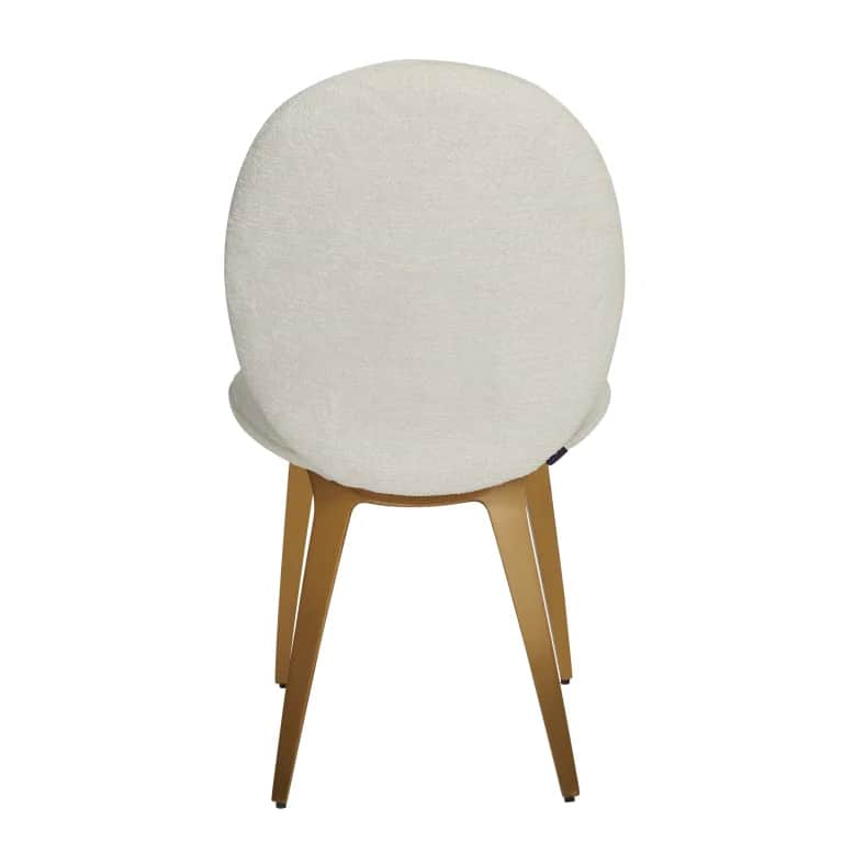 A contemporary accent chair featuring a rounded, upholstered back and seat in cream bouclé fabric, s… — 3D model