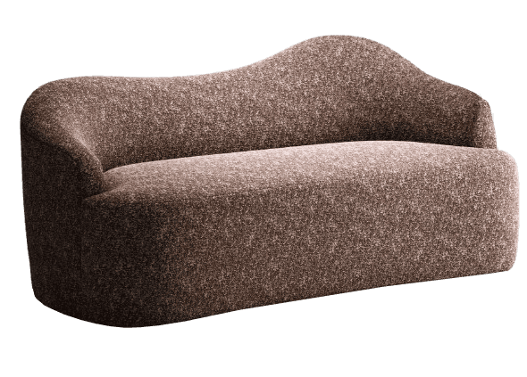 A contemporary sofa with a curved, organic silhouette. It features a fully upholstered form with a r… — 3D model