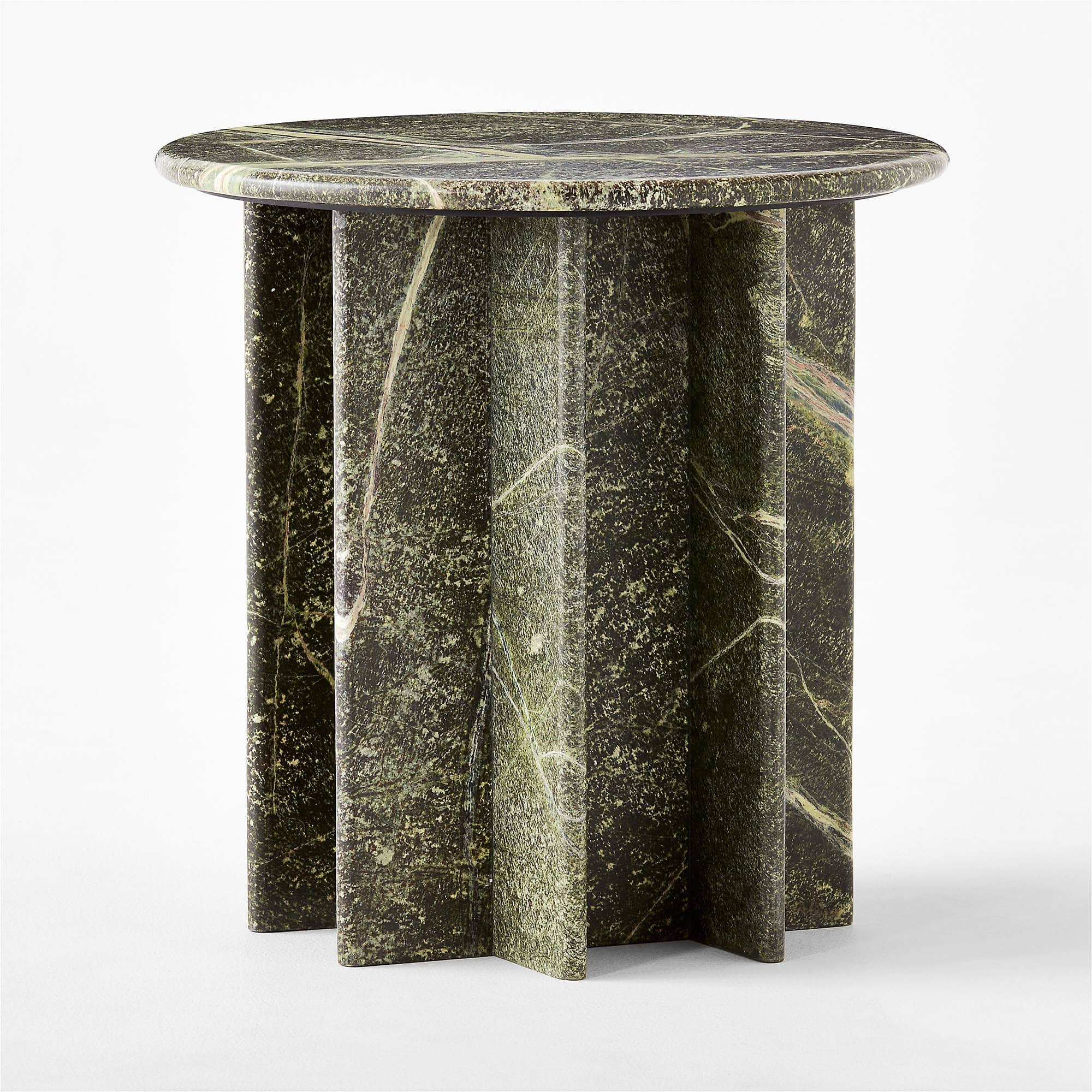 A cylindrical side table with a fluted pedestal base and a circular top. The table is constructed fr… — 3D model