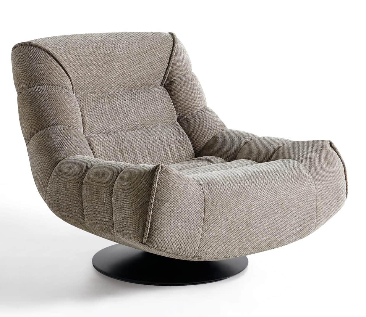 A contemporary upholstered swivel lounge chair featuring a deeply cushioned, rounded form in a neutr… — free FBX 3D model