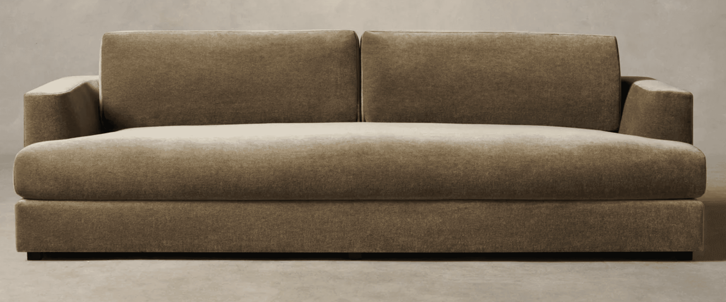 A modern two-seater sofa upholstered in a neutral-toned, textured fabric, featuring a clean-lined si… — free GLTF 3D model