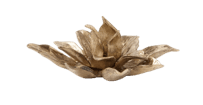 A decorative object shaped like a blooming lotus flower or succulent, crafted from gilded metal. It… — 3D model