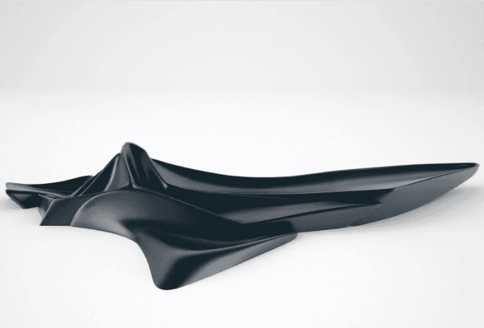 An abstract, biomorphic decorative object with a high-gloss finish, characterized by its fluid, undu… — 3D model