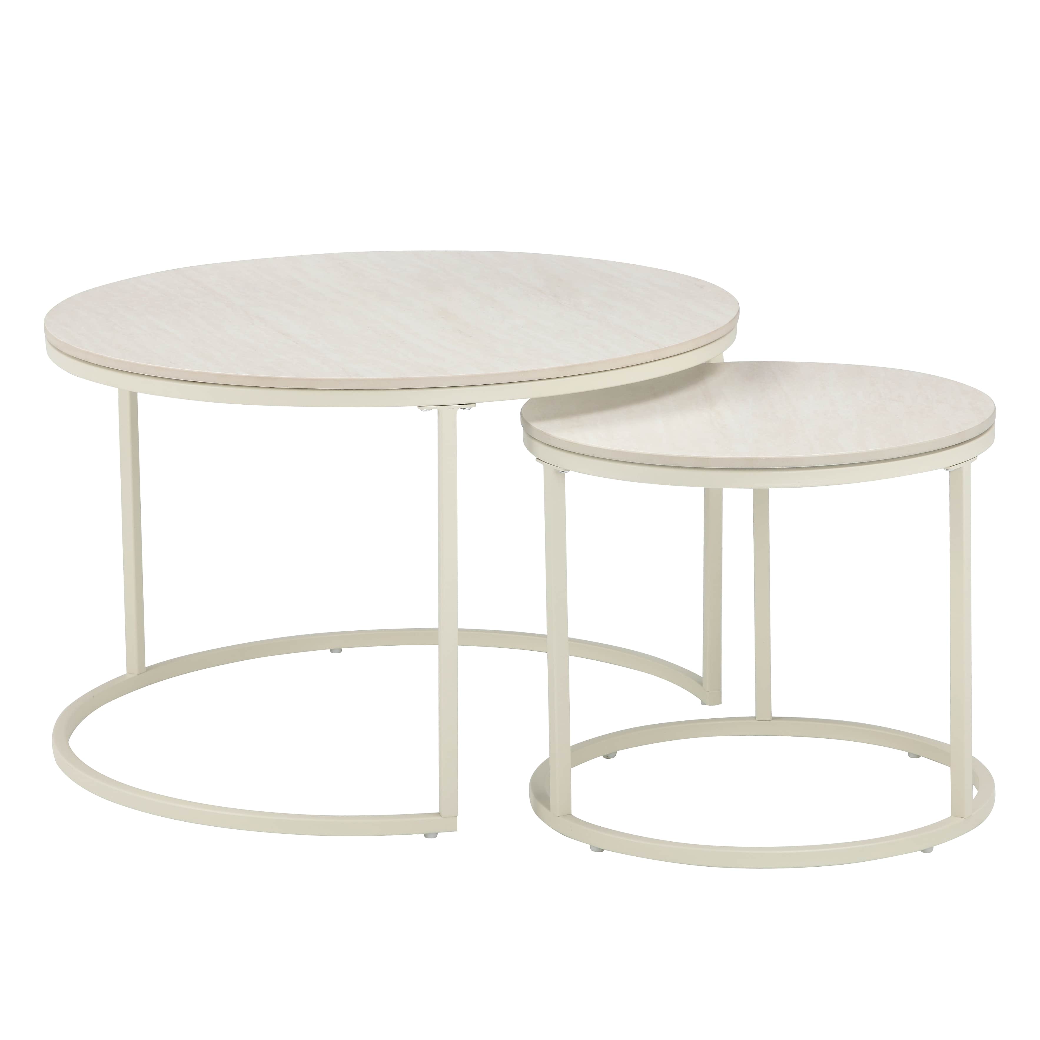 A set of two round nesting tables, one larger and one smaller, designed to slide partly beneath each… — free STL 3D model