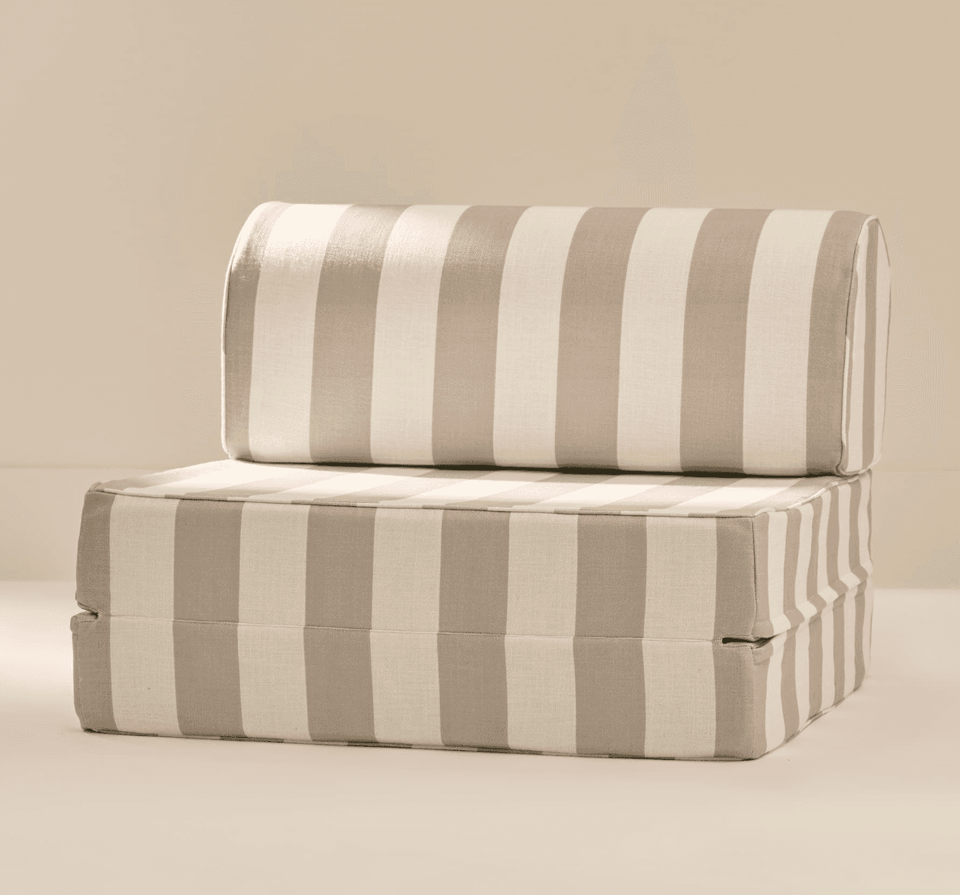 A striped sofa bed in a folded configuration. The item has a cushioned seat and backrest, both uphol… — 3D model