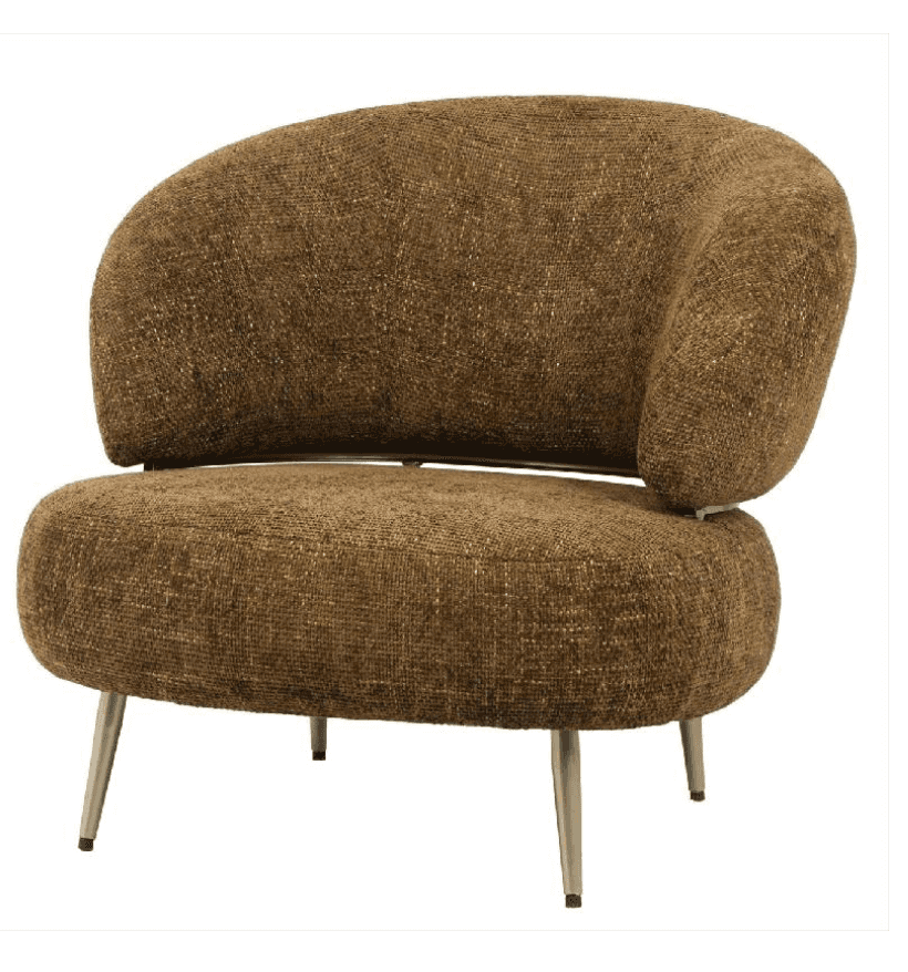 A contemporary armchair with a rounded, C-shaped backrest that curves inward, providing a semi-enclo… — 3D model
