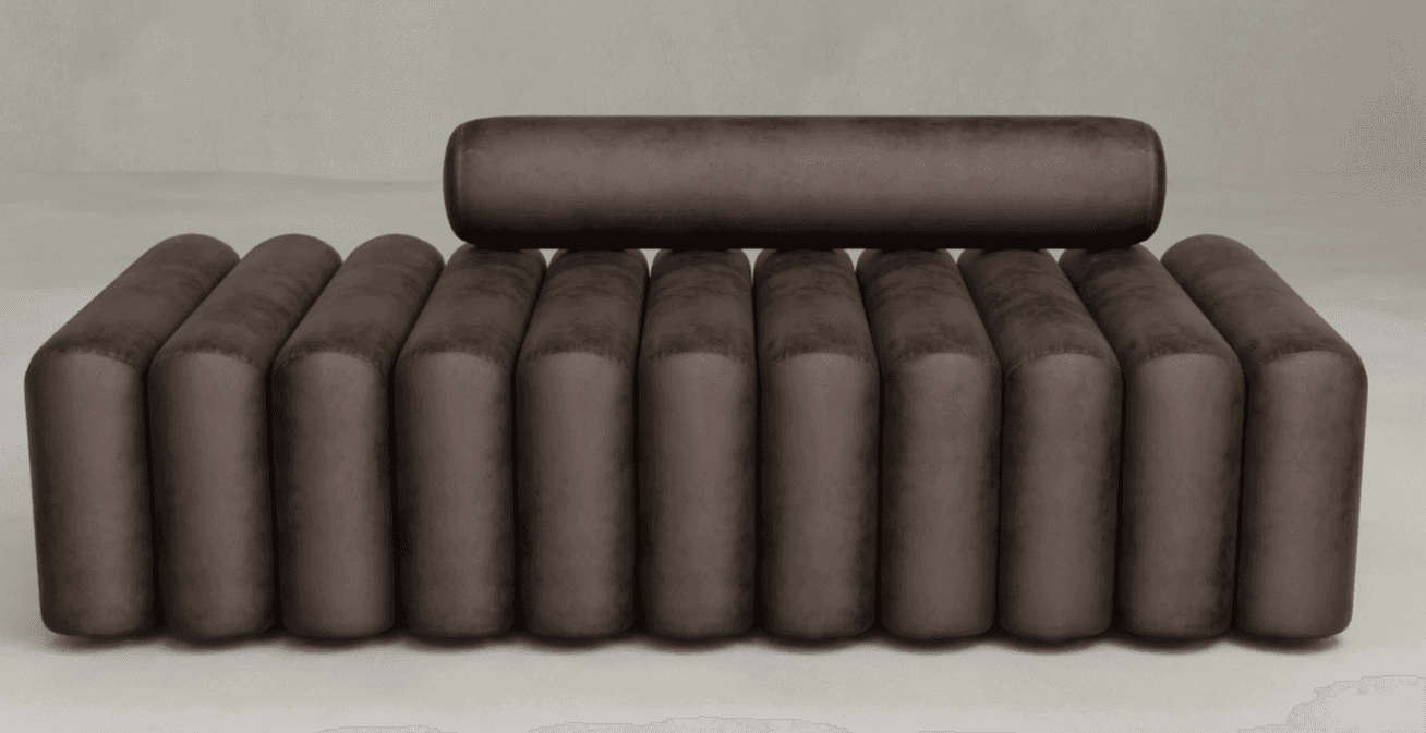 A modern bench with a rounded, segmented design. It features a base composed of multiple vertical, c… — free SKP 3D model