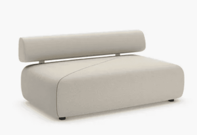 An armless, modular lounge seating unit featuring a plush, rounded base upholstered in a light, neut… — 3D model